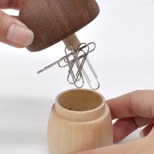 Creative Mushroom-shaped Magnetic Paper Clip Dispenser Lovely Cartoon Desk Organizer Holder Widen Openning Easy Access