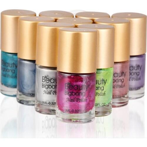 Beautybigbang Nail Polish 9ml Mirror Effect Metallic Lacquer Nail Art Accessories Tool Gray Red Nail Color Polish Set