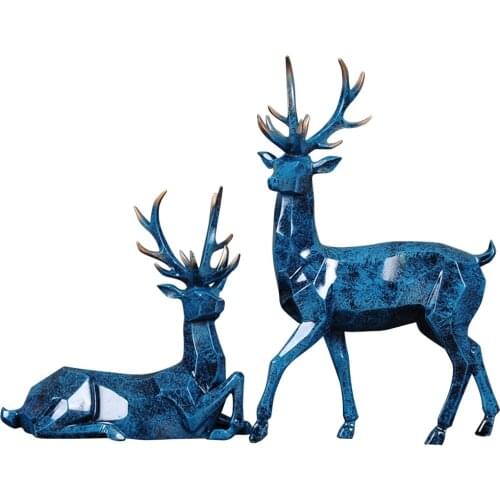 Elk Deer Small Decoration Ornaments Housewarming Gifts Durable Living Cabinet Wine Geometric Rack Resin Room Statue