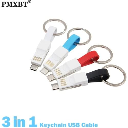 Keychain USB Magnetic Cable 3A Fast Charging USB C Data Cord 3in1 Short Micro USB Type C Cable For iPhone 11 12 Pro Xiaomi mi 11