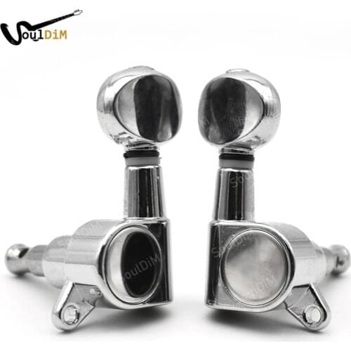 Small Oval Concave Button Sealed-gear String Ukulele Tuning Pegs key Machine Tuners Heads Chrome