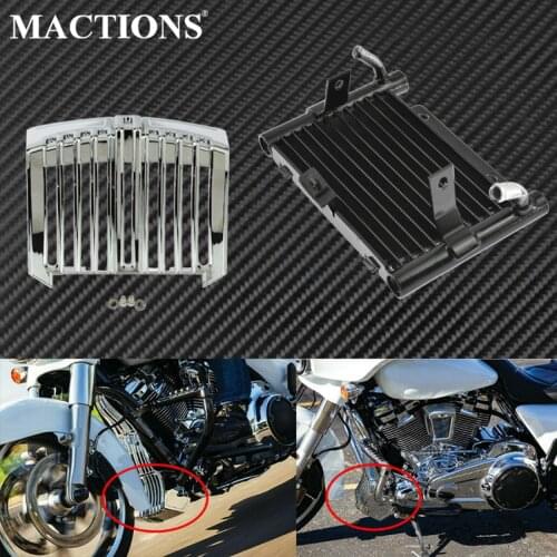 Motorcycle Oil Cooler Repalcement Radiator Water Tank Oil Cooler Accent Cover Set For Harley Touring Electra Road Glide 17-2020