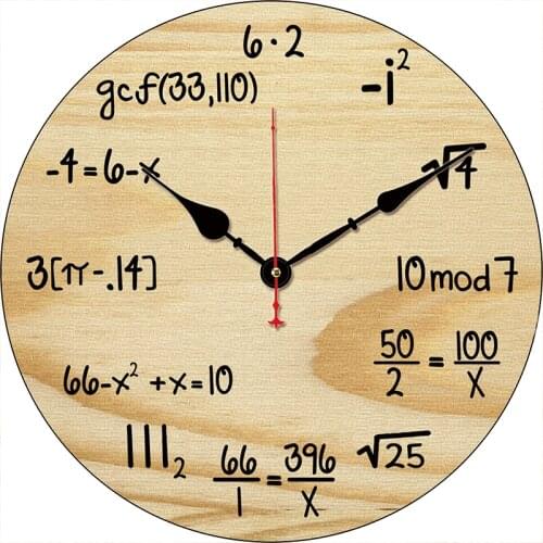 Math Wooden Wall Clock Each Hour Marked By A Simple Math Equation Unique Wall Clock Office Clab Wall Decorative Clocks