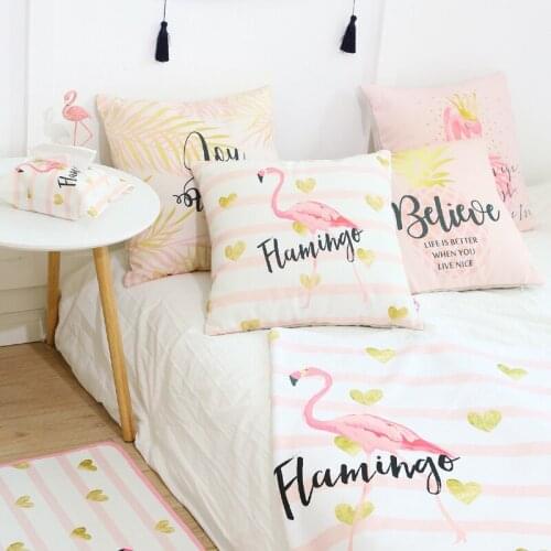 Mattys Girls Pink Flamingo cotton cushion crown heart comfortable pillow core creati