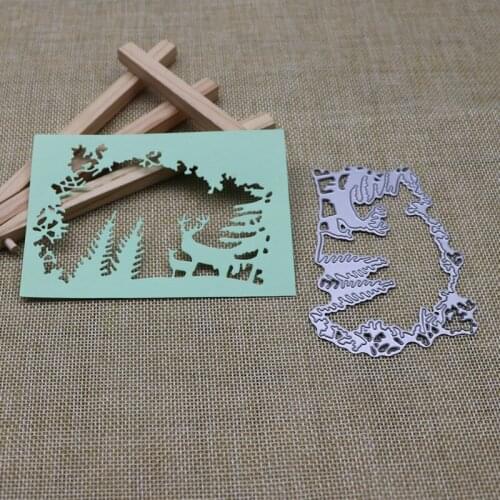 Forest Deer Frames Metal Cutting Dies Irregular Steel Craft Die Cut New 2021 for Card Making Home Party Decoration