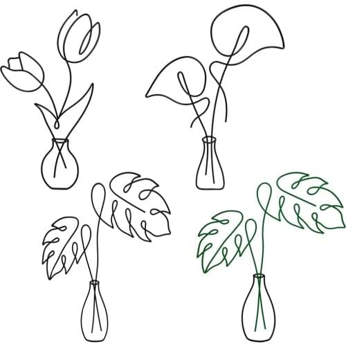 Minimalism Flower Plant Sculpture Wall Decor for Home Living Room Bedroom