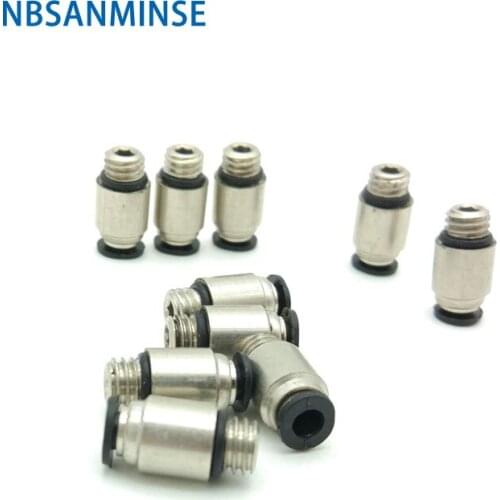 NBSANMINSE 10Pcs/lot POC-C M3 M5 1/8 Mini Fittings Push In Compact One Touch Tube Plastic Pneumatic Parts Male Straight Fitting