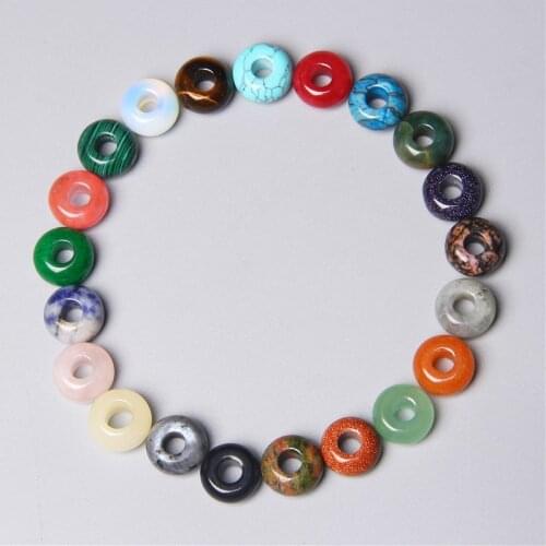 10pcs Natural 5mm Big Hole Jades Jaspe Stone Crystal European Spacer Beads Charm for Jewelry Making Bracelet Accessories 8x14mm