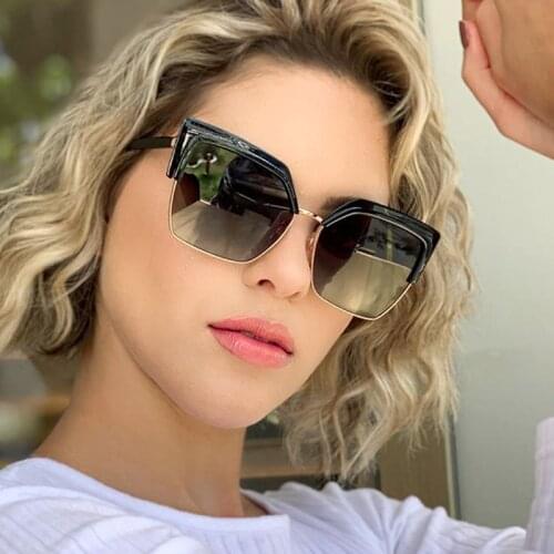 LNFCXI New Fashion Half Frame Square Luxury Sunglasses Men Women New Trend Vintage Metal Sun Glasses Female Gradient Shades