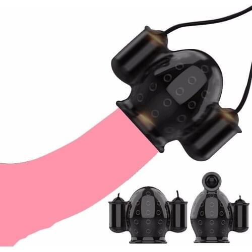 Rechargeable Penis Massager With 2/3/5 Vibrators Caps Male Masturbator Delay Lasting Glans Trainer Vibrator Sex Toy for Men