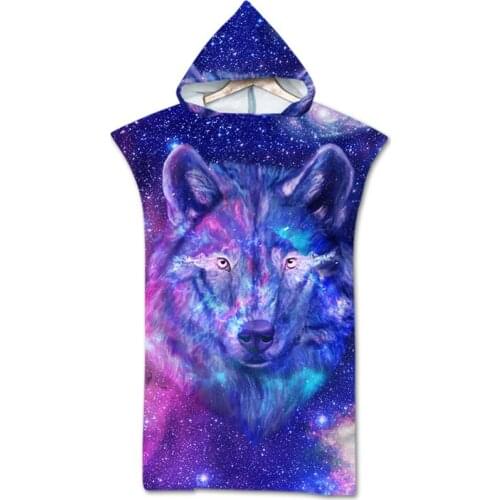 Microfiber Hooded Surf Poncho Towel Cloak for Adults Man Woman Bathrobe Dog Animal Printed Swimming Beach Towel Dress Beachwear