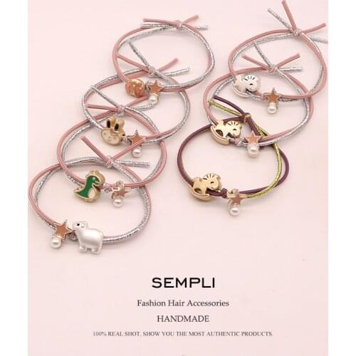 High Elasticity Alloy Mickey Head Trojan Polar Bear For Women Elastic Pink Hair Bands Kid Children Rubber Bands