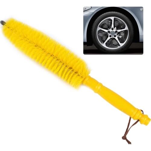 DWCX Car Vehicle Motorcycle Yellow Wheel Tyre Tire Rim Hub Long Brush Scrub Cleaner Wash Tool Fit for VW Mercedes-Benz Audi BMW
