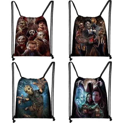 Horror Character High volume fashion Backpack teenagers Storage Bag for Travel Canvas Drawstring Bag Kids Bookbag best gift