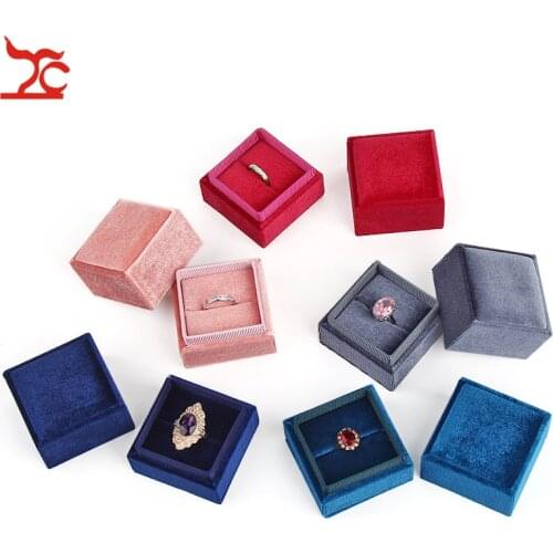 Fine Square Jewelry Ring Box Colorful Corduroy Weeding Ring Earring Storage Organizer Case Birthday Jewelry Package Gift Box