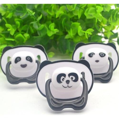 New born Baby Pacifier Cartoon Panda Baby Food Grade Silicone Orthodontic Pacifier Flat Round Head Soother Nipple