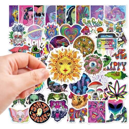 10/50PCS Cool Colorful Hippie Psychedelic Stickers Graffiti Skateboard Fridge Laptop Motorcycle Luggage Classic Toy Kids Sticker