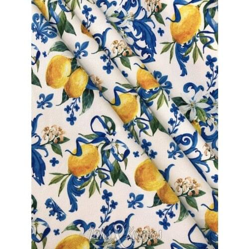 Baroque Style Lemon Pattern Digital Printed Fabric Turkish christmas decorations 2021 table runner Polyester Microfiber 143*100
