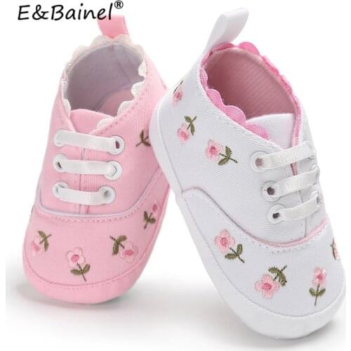 E&Bainel Baby Girl Shoes First Walker White Lace Floral Embroidered Soft Shoes Prewalker Walking Toddler Infant Baby Shoes
