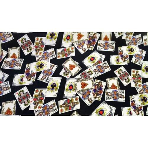 Telas High quality crepe silk satin fabric Poker designs prints blouse dress summer 100% silk fabric tissus au metre tulle tissu