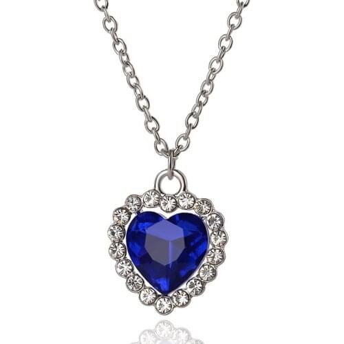 High Quality Silver Necklaces Fashion Heart of the Sea Pendant Crystal Zircon Necklace Women Wedding Party Jewelry