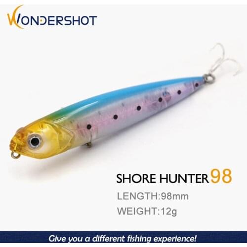Wondershot D05 98mm 12g Pencil 4 Colors Swimbait Lure Wobbler Pencilbait Top Water Hot Model Fishing Tackle White Nickel Hooks