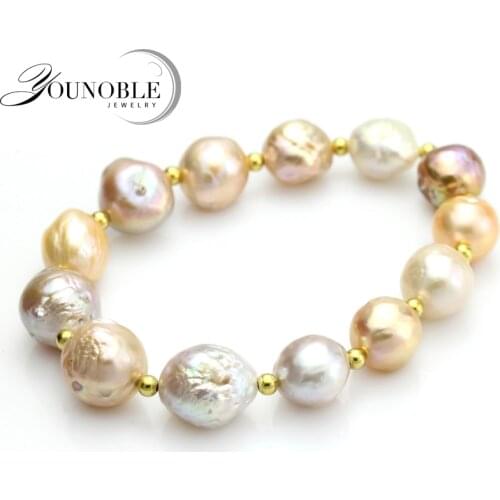 YouNoble real freshwater baroque pearl bracelet for women,real natural pearl bracelet jewelry girl mother birthday gift 10-11mm