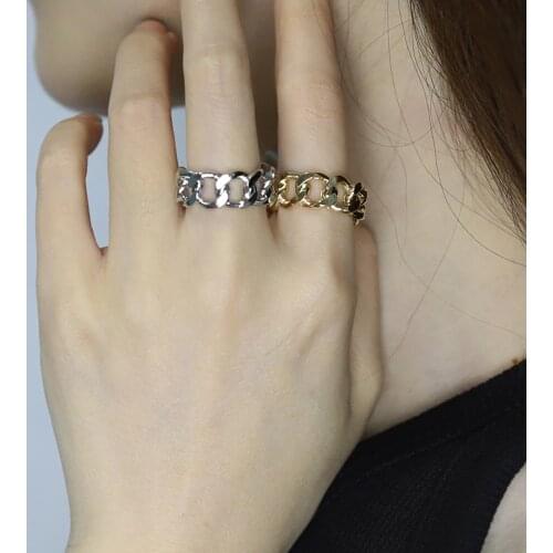 Punk Cool Hip Pop Goth Set of Rings Adjustable Chain Multi-layer Four Open Finger Rings for Women Rotate Party Gift bague femme