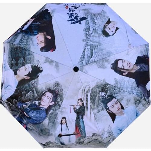 Anime The Untamed Wang Yibo Xiao Zhan Dual-use Umbrella Portable Folding Sun Rain Umbrella Men Women Umbrella Xmas Gifts