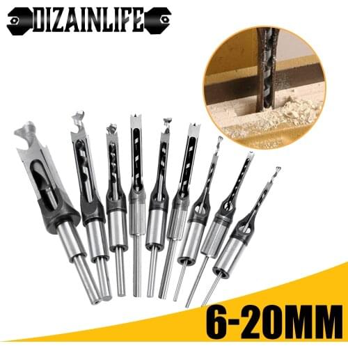 1/4/6 PCS HSS Twist Drill Bits Woodworking Square Hole Drill Bits Square Auger Mortising Chisel Hole Saw Set Drill Machine Tools