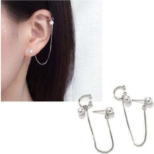 1 Pair U Shape Man-made Pearl Gift for Women Pearl Drop Earrings Alloy Man-made Pearl Unique Eardrop Pearl Ear-rings