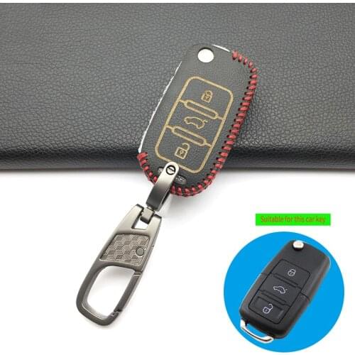 100% Leather Car Key Case Cover for Volkswagen Golf 4 5 6 Bora POLO Passat B5 B6 for Skoda Superb Octavia Fabia SEAT Ibiza Leon