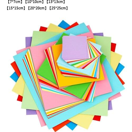 100 pcs Square colored paper Childrens handmade origami Colored handmade paper Kindergarten origami paper-cut material