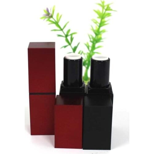 100pcs/lot empty plastic square lipstick tube 12.1mm , black / red square lip rouge case