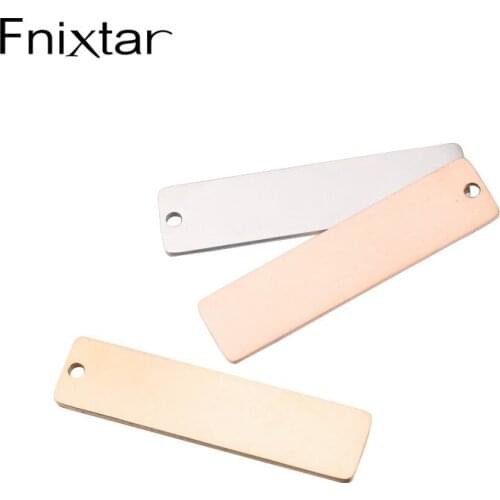 Fnixtar 20Pcs Custom Strip Charms Mirror Polish Stainless Steel Blank Bar Charms DIY Making Necklace Earring Keychain Jewelry