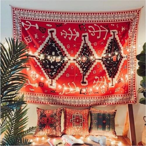 200X148cm Bohemian Wall Hanging Tapestries Red Moroccan Totem Tapestry Psychedelic Art Boho Wall Cloth Carpet Blanket Home Decor