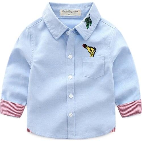 2018 Boy girls cotton shirt spring autumn baby Embroidery tops Childrens clothing Long sleeve tees kids clothes fashion Blouse