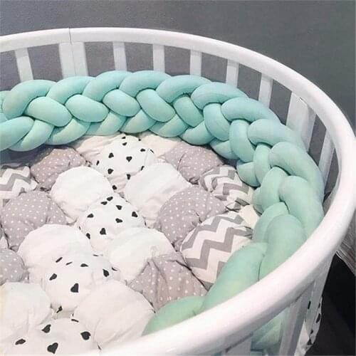 4 Ply Braid Knot Design Baby Bed Bumper Customized 2M/3M Newborn Crib Pad Protection Cot Bumpers Bedding Accessories crib sides