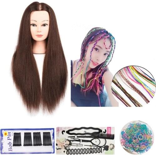 60cm 60%Real Human Hair For Hairstyles Professional Hairdressing Cosmetology Dolls Head Mannequin Head For Hair Training Styling