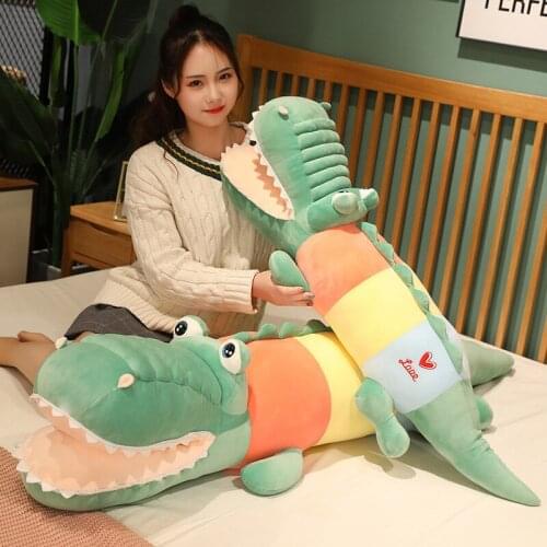 80/100cm Cute Colorful Open Mouth Crocodile Plush Toys Kawaii Stuffed Soft Animal Lovely Dolls for Children Girls Birthday Gifts