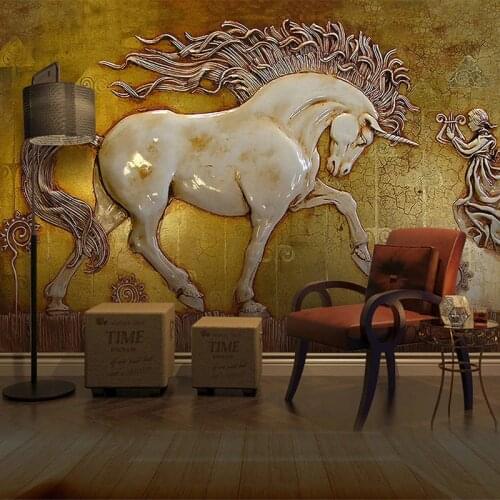 Custom Any Size Abstract 3D Stereoscopic Relief Horse Art Wall Painting For Living Room Study Room Bedroom Wall Murals Wallpaper