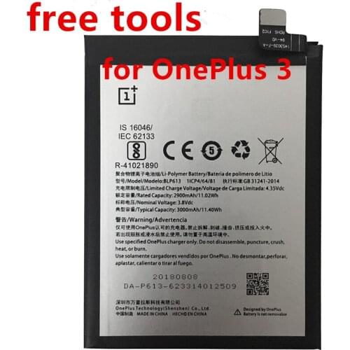 2pcs/Top High Capacity Replacement 3000mAh BLP613 Battery for OnePlus 3 One Plus 3 Battery+Gift tools +stickers