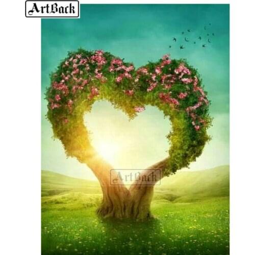 DIY 5d diamond painting tree flower heart pattern full square round 3d diamond embroidery rhinestone home decoration gift