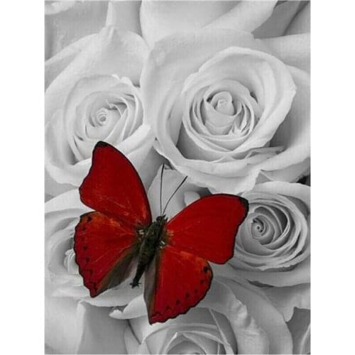 New DIY White Rose Full Round Diamond Embroidery Picture of Rhinestone Diamond Painting Valentines Day Decor Gift