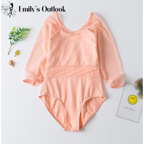 Girls Ballet Leotards Classic Floral Lace Long Sleeve Dance Outfit Gymnastics/Dance/ Bodysuit Dark Green