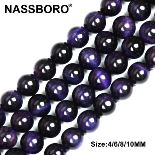 Natural Stone Beads Purple Tiger Eye Charm Spacer Stone Beads for Jewelry Making Necklace Bracelet Diy Bead Needlework bijoux