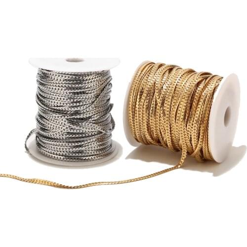 2/5/10 Meters Stainless Steel Textured Snake Curb Chains 4mm Gold Flat Cuban Link Chain for DIY Jewelry Making