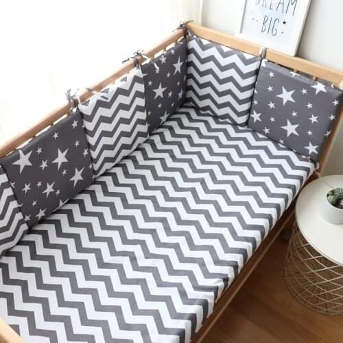 Baby Bumper For Newborns Nordic Thick Soft Bumpers In The Crib For Baby Room Decoration Crib Protector For Infant Cot 6 Pcs Set
