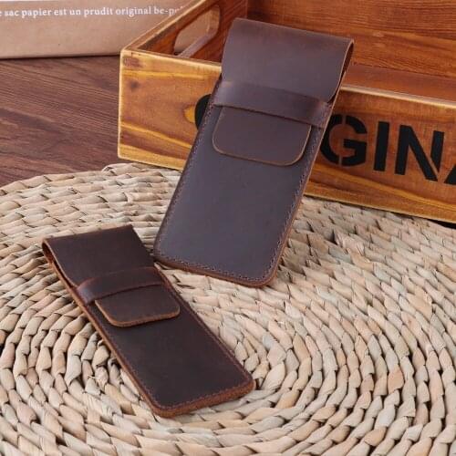 Pencil case Handmade Genuine Leather Pen Bag Cowhide Pencil Bag Vintage Retro Style Accessories For Travel Journal Free Shipping
