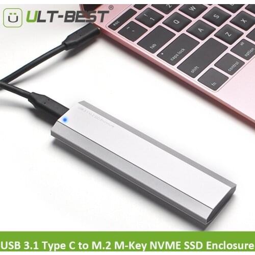 ULT-Best NVMe PCIe M.2 SSD to USB 3.1 Type C Gen2 Enclosure 10Gbps External SSD Case PCI-E M2 M-Key Hard Drive Converter Cables